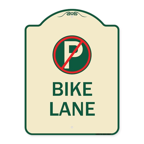 No Parking Symbol Bike Lane Heavy-Gauge Aluminum Architectural Sign, 24" x 18", TG-1824-23817